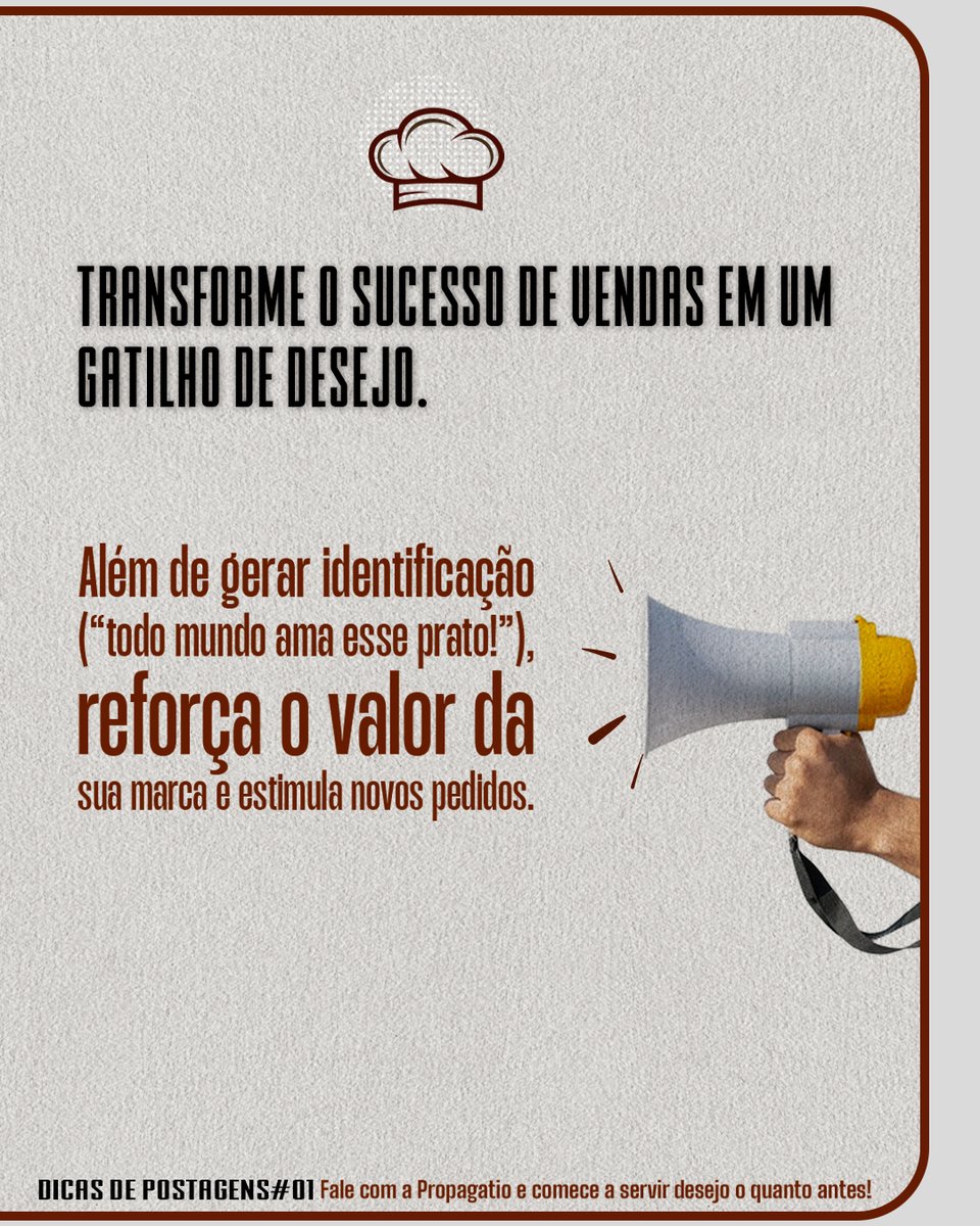 Todo restaurante tem um campeão de vendas. Mostre o seu e desperte o apetite antes mesmo do primeiro pedido!

Estratégias de Comunicação Gastronômica geram movimento, fortalecem a marca e fidelizam clientes.