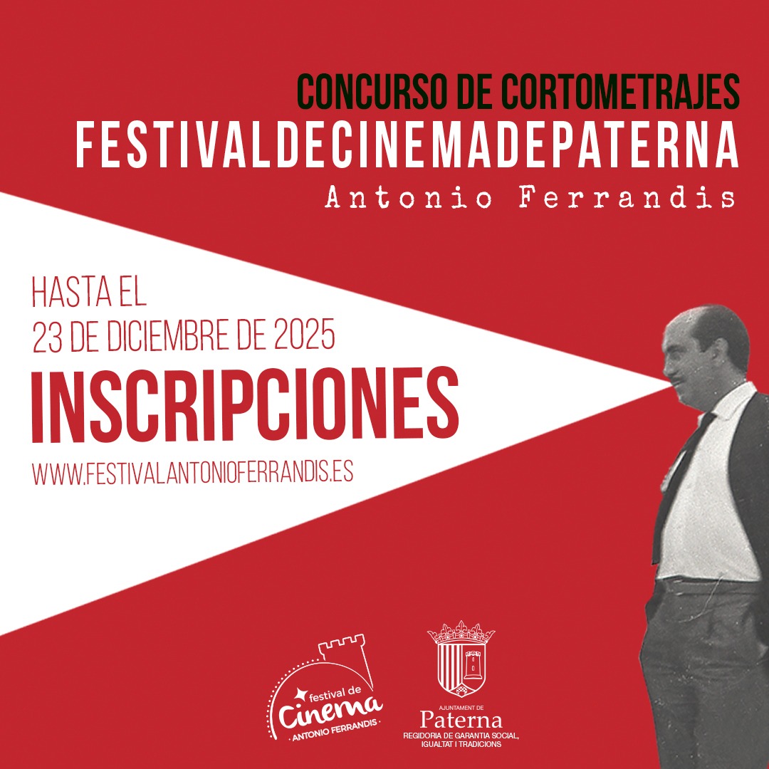 🎞️ CONCURSO DE CORTOMETRAJES DEL FESTIVAL DE CINE DE PATERNA 2026

🏆 Categorías y premios: Mejor corto de ficción y Mejor dirección joven, con 1.500 € para el ganador de cada categoría

👀  Consulta las bases completas aquí 👉 bit.ly/bases-festival…

#PaternadeCine