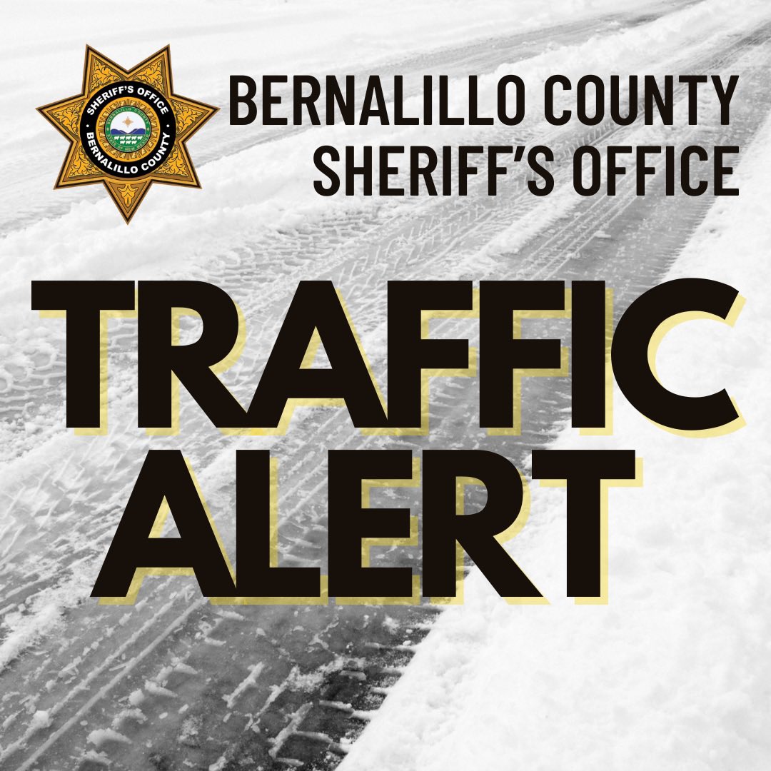 BCSONM's tweet photo. The first snow of the year has arrived, and road conditions are already impacted.

If you’re heading to work or school this morning, plan ahead and give yourself extra time.

🚧 Road Conditions:
• I-40 east of Albuquerque is snow-packed and icy
• I-40 west of 98th has reports of black ice
• NMDOT crews are out with salt trucks working to clear the roads

Drive slow, stay alert, and get where you’re going safely.