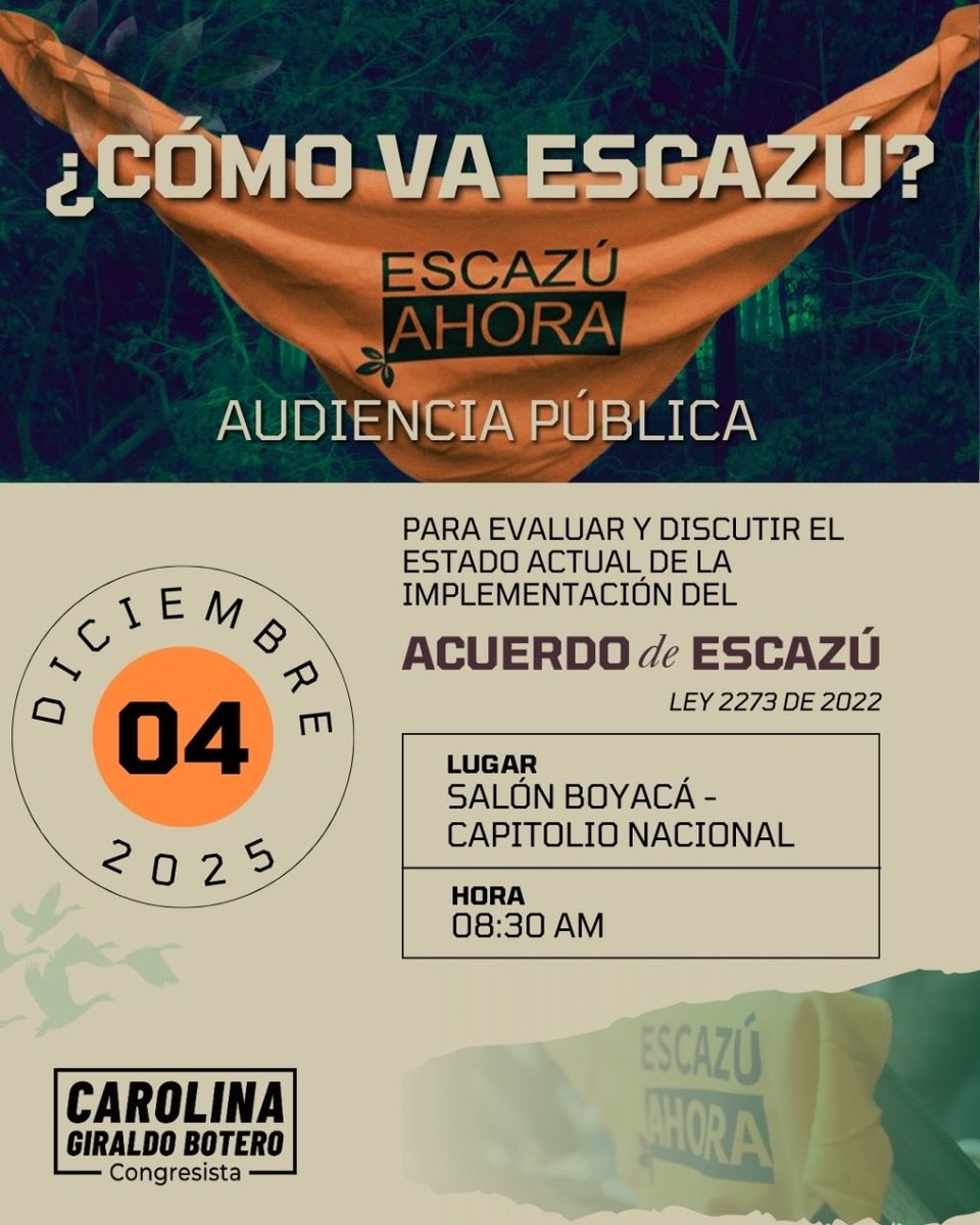 Nos vemos hoy en nuestra Audiencia Pública sobre la implementación del #AcuerdoDeEscazú en Colombia 🇨🇴.