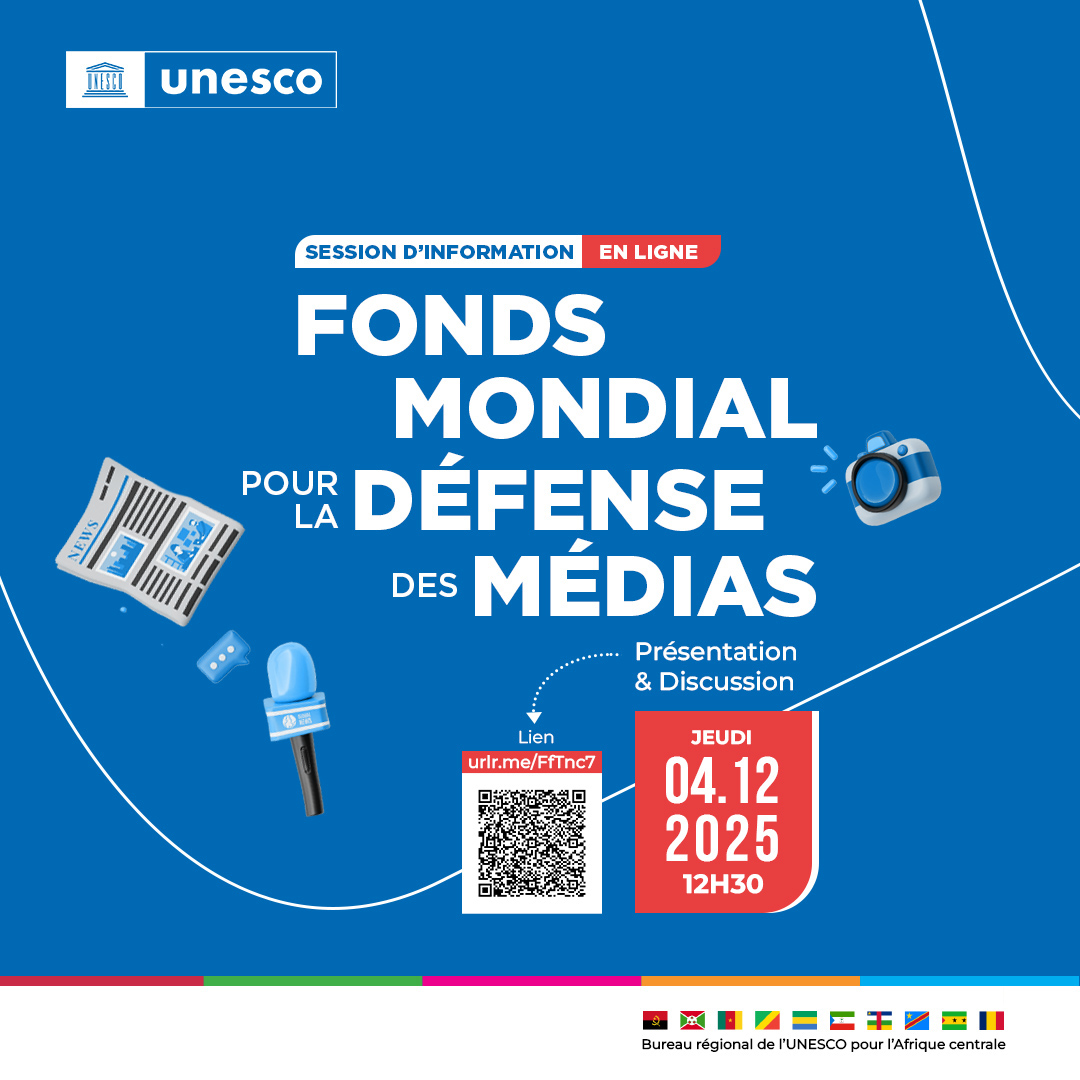 UnescoYaounde's tweet photo. 🕒 Tout à l’heure à 12h30 !
📣 Rejoignez-nous pour une #SessionDInformation sur le Fonds mondial pour la défense des médias.
🔗 Lien d’accès : https://t.co/hbaP6ZGRou

#UNESCO #GMDF #LibertéDeLaPresse #Médias https://t.co/59uqEqLuH6