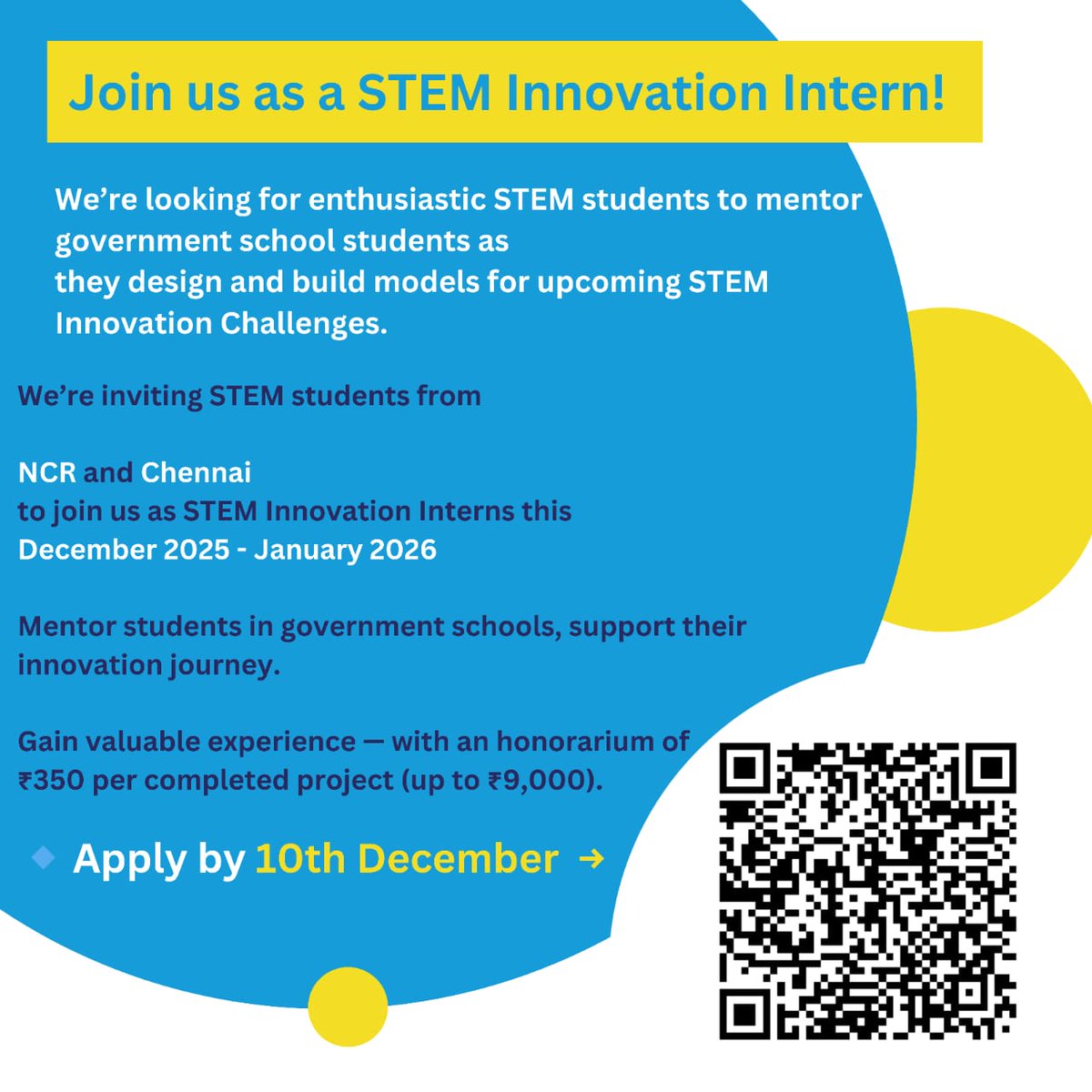 🚀 Join us as a STEM Innovation Intern!
🗓️ Duration: December 2025 - January 2026
🎓 Eligibility: Undergraduate students from STEM disciplines
📅 Apply by: 10th December 2025
📝 Application: Fill out the Google Form here → forms.gle/k9DV3Q9YadBqYo…
#STEM #Internship #STEMEducation