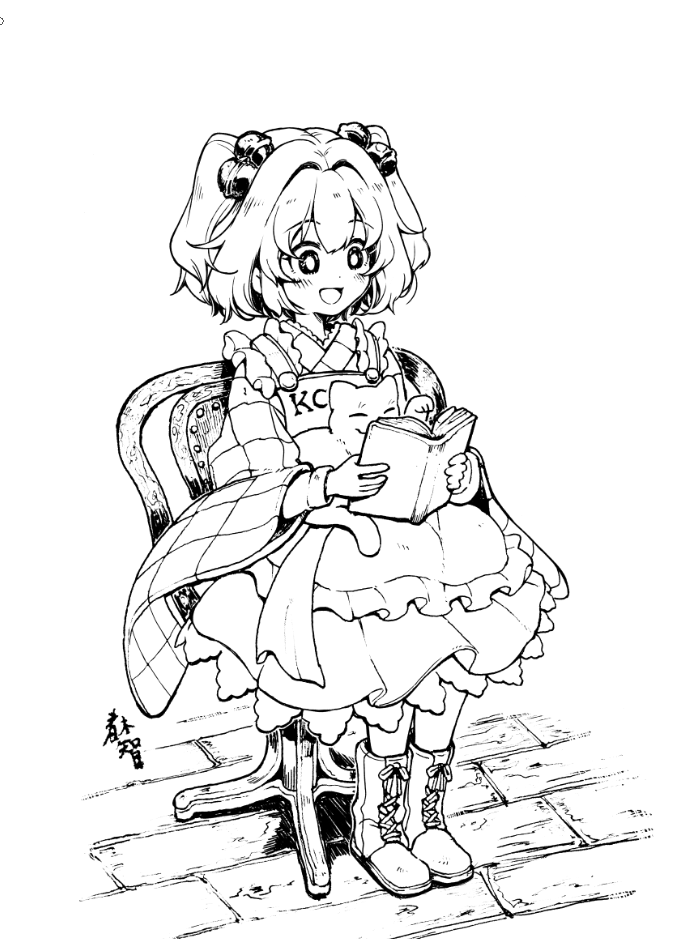 本居小鈴ちゃんの線画が描けたぞ