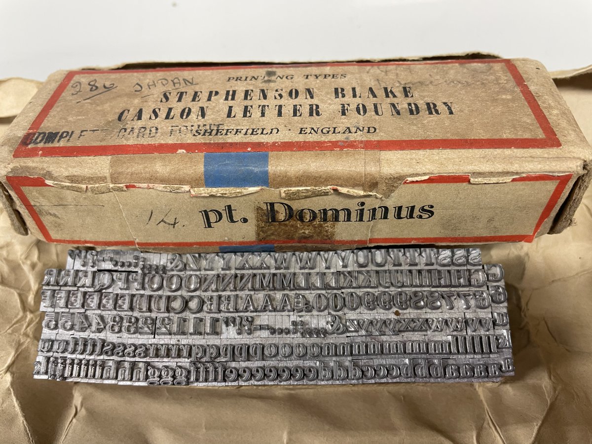 事情があって、今日初めて開封した #Dominus 1925年だから100年前にできた書体。当社が入手したのはそれほど前ではないが、かなりの年月が経過しているはず。でも新品のような輝きでした。#StephensonBlake