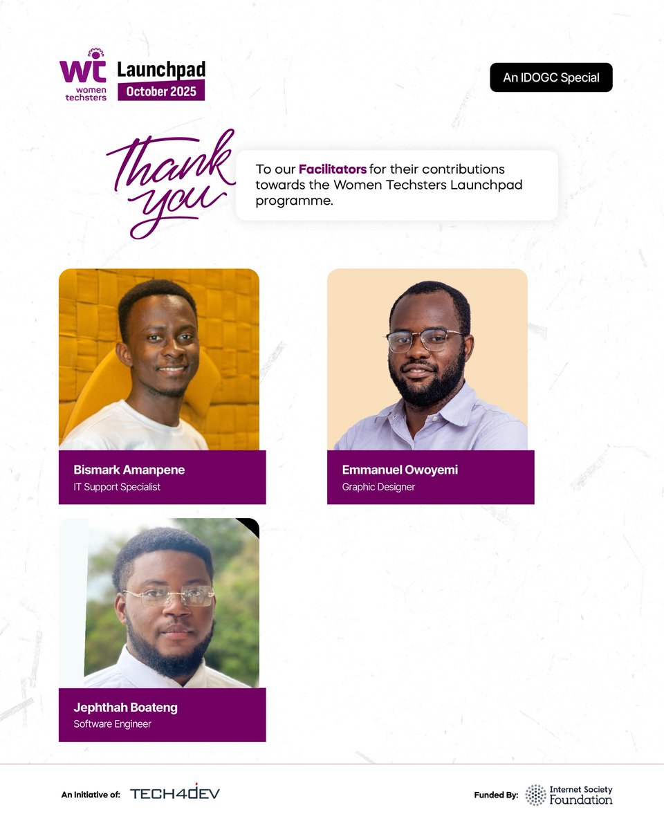 Tech4DevHQ's tweet image. A Big Thank You to Our Amazing Facilitators! 

As part of Women Techsters Launchpad Cohort 2.0, and in celebration of the International Day of the Girl Child 2025, we equipped university students across 30 African countries with the digital skills they need to thrive in a…