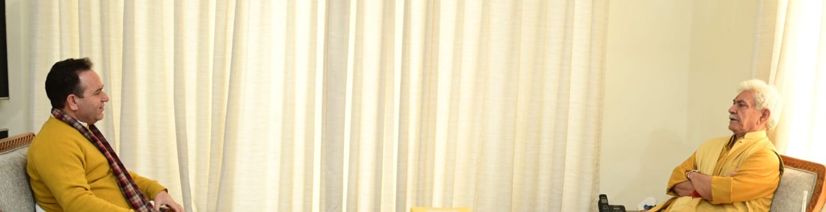 Sunil Sharma, Leader of Opposition (LoP) in J&amp;K Legislative Assembly, called on Lieutenant Governor Manoj Sinha, today. 

<a href="/manojsinha_/">Manoj Sinha</a> <a href="/OfficeOfLGJandK/">Office of LG J&K</a> <a href="/Sunil_SharmaBJP/">Sunil Sharma</a> <a href="/BJP4JnK/">BJP Jammu & Kashmir</a> <a href="/BJP4India/">BJP</a> #Meeting #Discussion #JammuAndKashmir