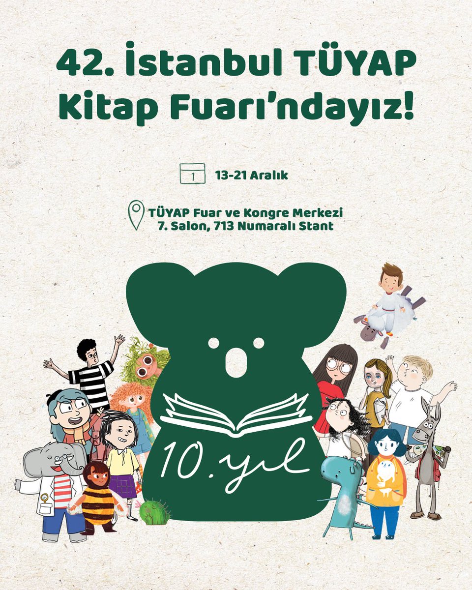 Yılın dört gözle beklediğimiz o zamanı geldi. Ne yalan söyleyelim, bu yıl fuar bizim için bambaşka bir heyecan taşıyor… Çünkü Taze Kitap’ın 10. yaşını siz okurlarımızla birlikte kutlayacağız.💚🐨

📍 Bizi 7. salon, 713 numaralı stantta bulabilirsiniz. 🌍