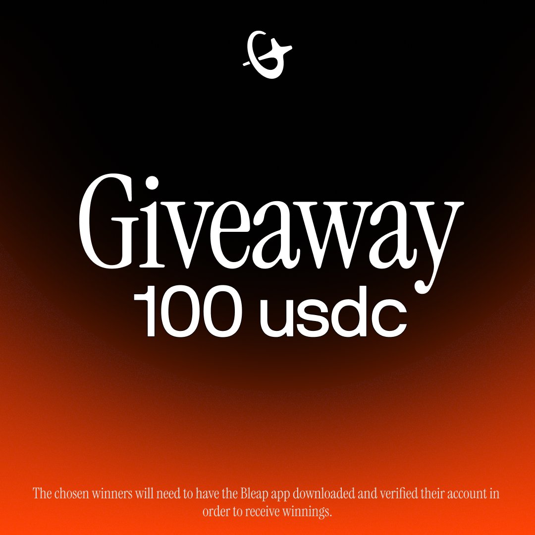 BleapApp's tweet image. 100 USDC GIVEAWAY 🎄 
5 winners, 20 usdc each!

To enter:
1. Follow @BleapApp 
2. Like and RT this post
3. Download the Bleap app (link in bio)
4. Comment when done 

Make sure to complete verification on your Bleap account in order to receive winnings 💸

Winners chosen Monday…