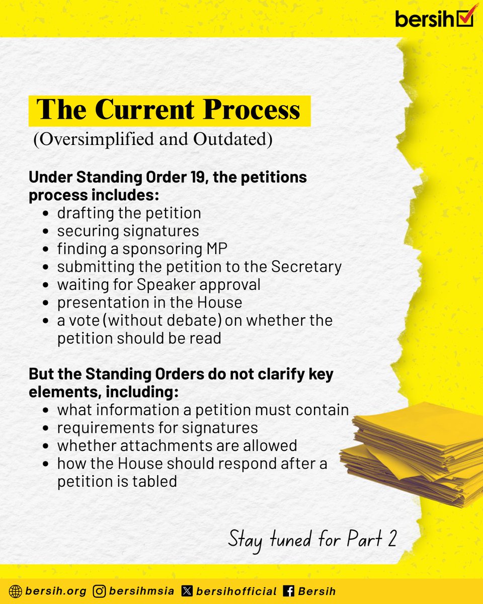 Parliamentary petitions are meant to give you a voice in the Dewan Rakyat but in Malaysia, the system is rarely used 👀

This infographic explains what petitions are and why they matter.

Stay tuned for Part 2!