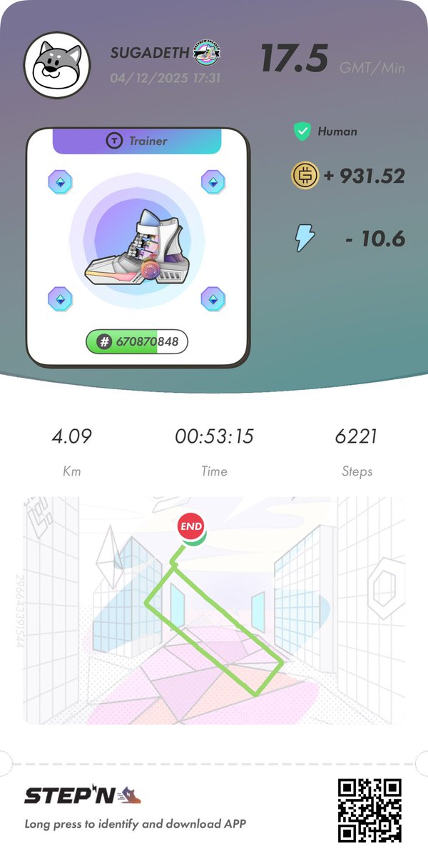 suga01_crypto's tweet image. 🌈ムーブ44回目
今日もエナ消費🌈ムーブ

GMT効率　87.88GMT/1エナ
総獲得GMT  30551.17GMT

アクティベーションコード
46891155

#STEPN #STEPNActivationcode