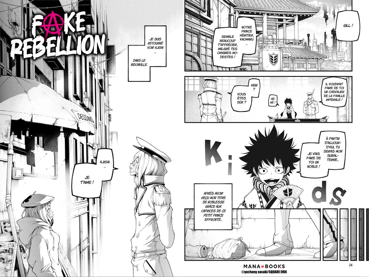 Gill touche enfin au bonheur ! Il devient chevalier pour la famille royale et la femme qu'il aime à dit OUI. ❤

Qu'est-ce qui pourrait arriver de pire qu'une guerre contre des machines finalement ! Wait what ? 

👉 "Fake Rebellion" tomes 1 &amp; 2, en librairie le 8 janvier.