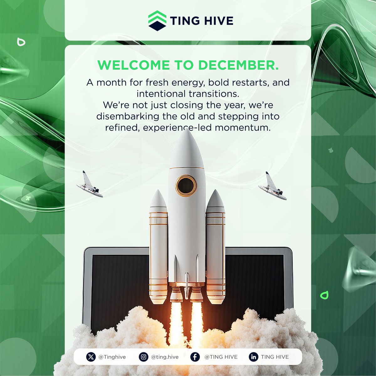 TingHive's tweet photo. December is Here!
The month where vision meets momentum.

We’re not winding down,  we’re aligning forward.  
Disembarking the old, stepping into new possibilities with intention, with clarity, and with experience at the core.

#tinghive #digitalexperience https://t.co/37e8rB8SFl