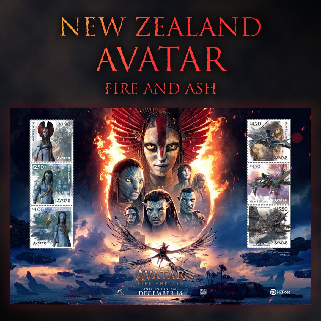 Avatar: Fire and Ash, the third film in the phenomenally successful Avatar franchise, opens exclusively in theaters worldwide December 18, 2025. #stamps #philately #stamp #stampcollection #filatelia #postagestamps #stampcollecting #philatelist #philatelic #filateli #francobolli