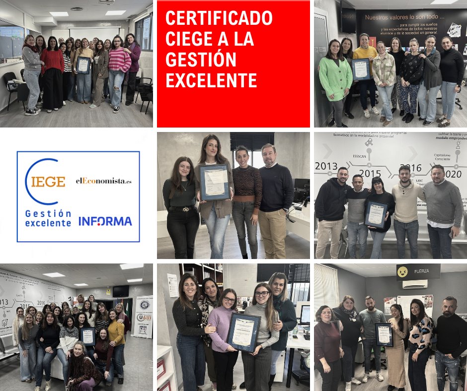 Nuestros equipos reciben hoy en nuestra sede principal el Certificado CIEGE a la Gestión Excelente otorgado a <a href="/formacionuniver/">Formación Universitaria</a> por <a href="/informa/">INFORMA D&B</a> - <a href="/elEconomistaes/">elEconomista.es</a>. 👏