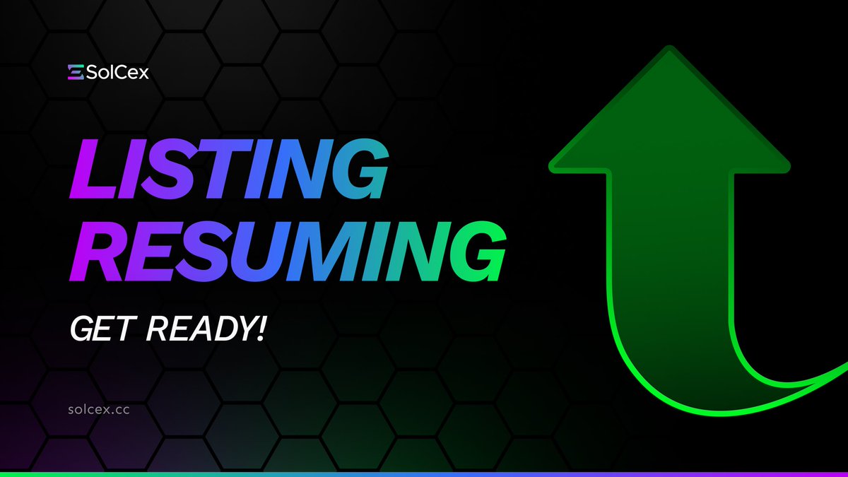 📢 SolCex Listing Resumes 

We’re pleased to announce that listings on SolCex will officially resume this week. 🔥

Teams who are preparing to list can now reach out to us to start the process.

SolCex continues to be the first choice for projects launching on <a href="/solana/">Solana</a> — offering