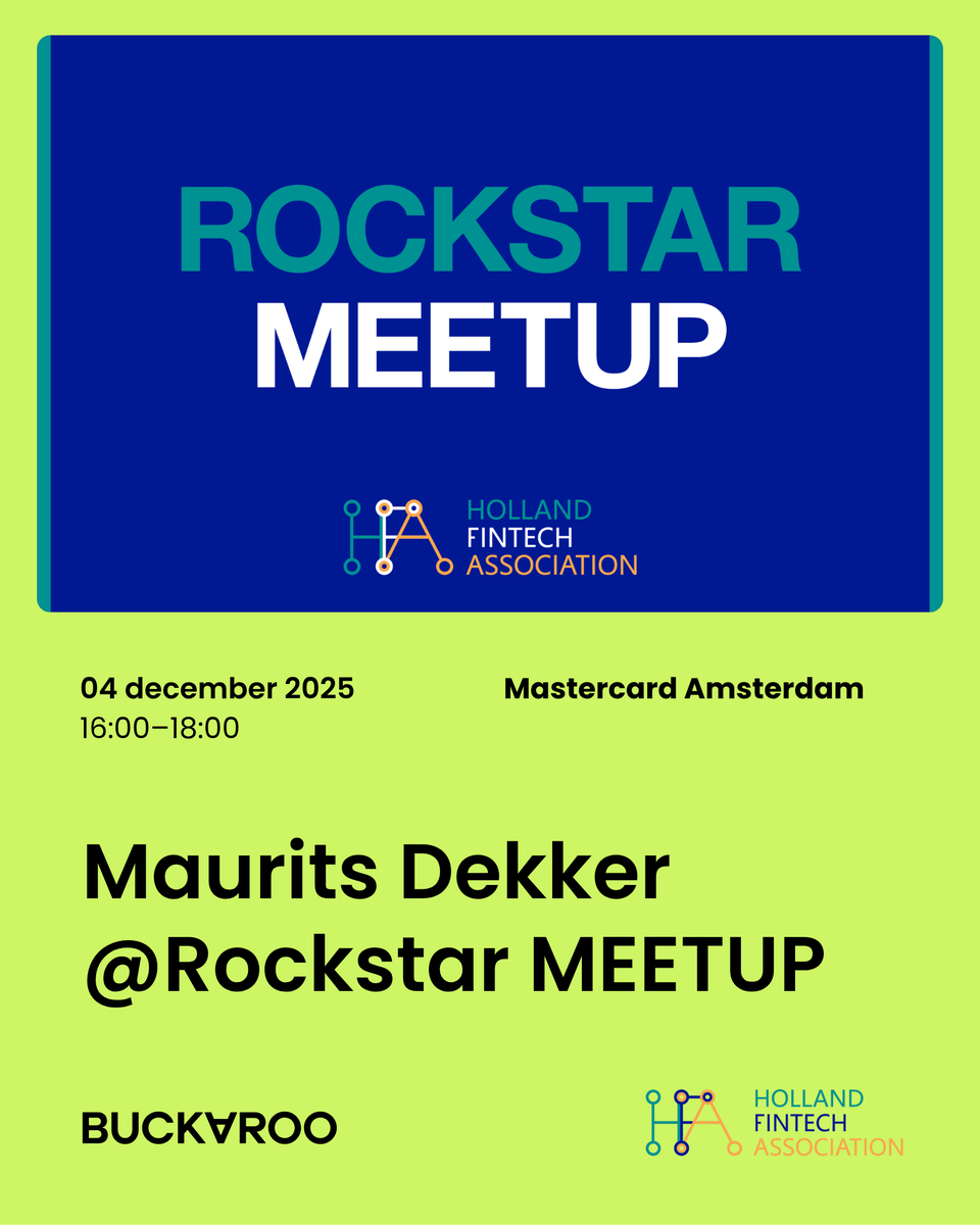 Buckaroo is present at the Rockstar Meetup of the Holland Fintech Association 🎉

This afternoon, our CCO Maurits Dekker will take the stage to share his vision on growth, innovation and the future of payments 🌍

#PayingAttention #Buckaroo #Fintech #HollandFintech #Meetup
