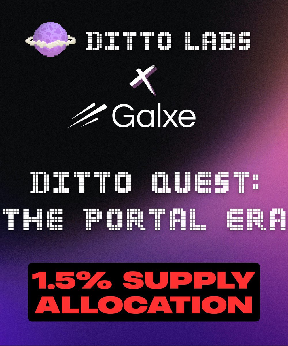 BlessedSinneer's tweet photo. ๐ Exciting news for the Web3 community! @dittocoin is teaming up with @Galxe for an epic reward campaign! Complete fun quests, earn exclusive OATs, and grab your share of $DITTO tokens.๐ฅ
Donโt miss out โ join now and level up your crypto journey! ๐ฅ #DittoCoin #GalxeQuest https://t.co/HcX0g6fABr