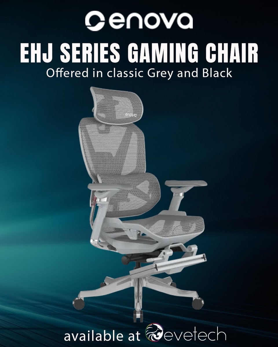 The Enova EHJ Series Gaming Chair is built for those long sessions — whether you’re grinding ranked, editing or working late.

✨ Highlights you’ll actually feel:
• 4D Lumbar Support
• 360° Dual-Axis 5D Armrests
• Retractable Footrest
• Multi-Functional Recline &amp; Tilt so you