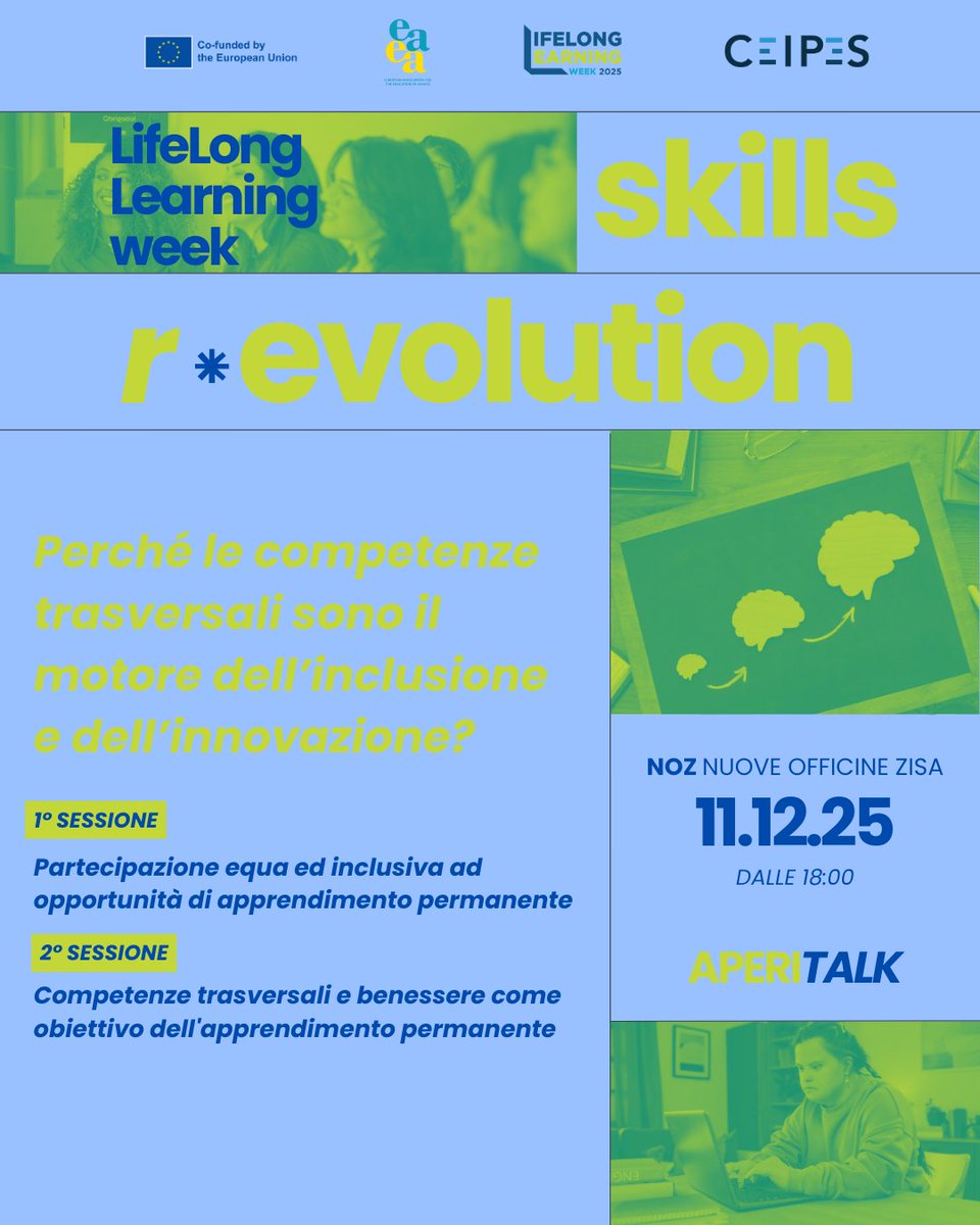 🔵 L’apprendimento cambia le persone e le comunità.
 Skills R-Evolution: una serata per ripensare il lifelong learning. 🎉 <a href="/CeipesEurope/">CEIPES ETS</a>  compie 18 anni nella Lifelong Learning Week 2025.
📅 11/12 · 18–21 · 📍 NOZ, Palermo.
Info 👉 fb.me/e/6hpPr7pOx
#LLL2025