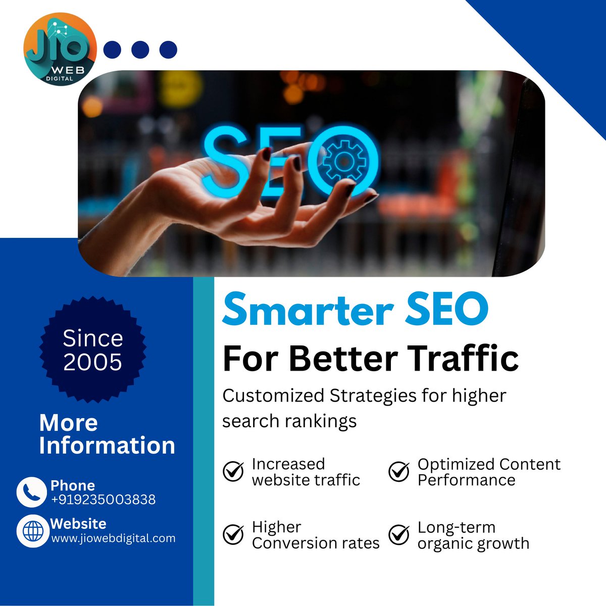 jiowebdigital's tweet image. 🚀 Smarter SEO for Better Traffic
Since 2005, we’ve helped businesses grow with powerful, customized SEO strategies that boost visibility and drive long-term organic growth.
📞+91 9235003838
🌐jiowebdigital.com
#SEO #DigitalMarketing #SearchEngineOptimization #OrganicGrowth