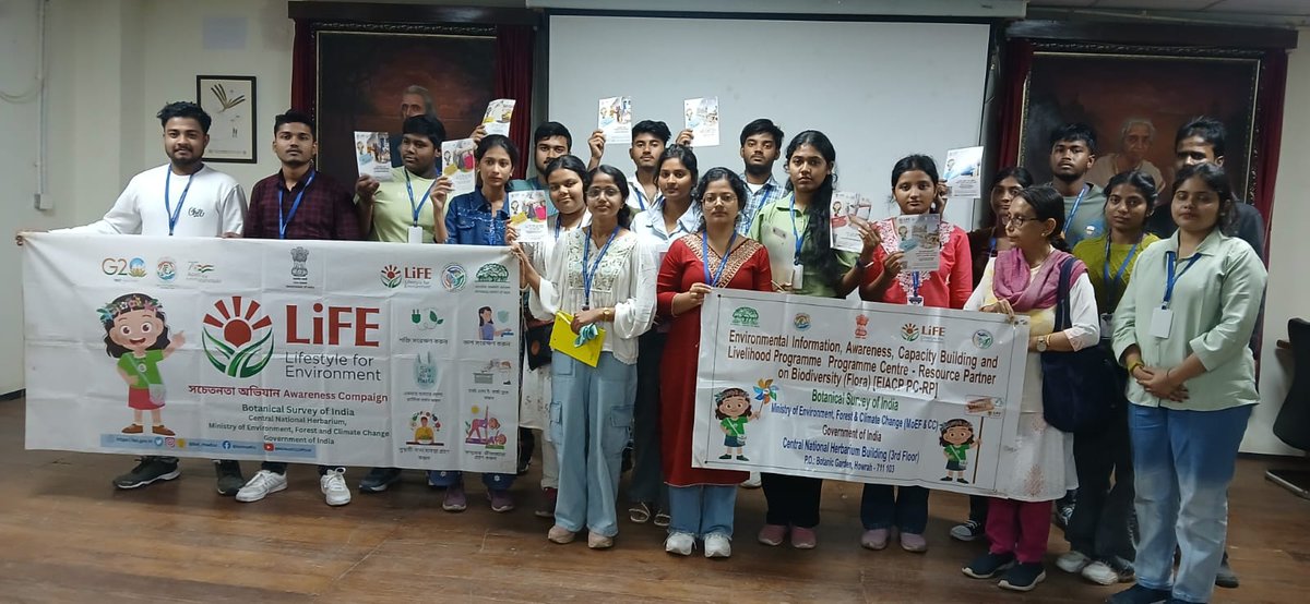 EnvisBsi's tweet photo. BSI EIACP on Biodiversity (Flora) conducted a Mission LiFE Awareness campaign among the students of Kanchrapara College, Halisahar, North 24-Parganas, WB on 01.12.2025 at CNH Auditorium, B. Garden, Howrah. 18 students and 2 faculty members  participated in the campaign. https://t.co/COhc78azN9