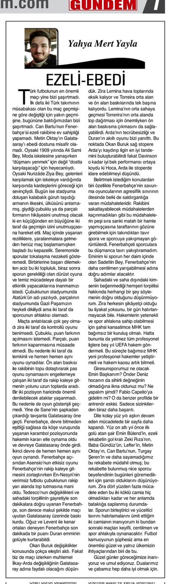 ymyayla's tweet photo. Giresun Gündem Gazetesi'nde yayınlanan 4 Aralık tarihli "Ezeli-Ebedi" başlıklı yazım.
#FBvGS #ezelirekabetebedidostluk #yabancısınırınahayır #futbolunyabancısınahayır https://t.co/YGav0JfjGE