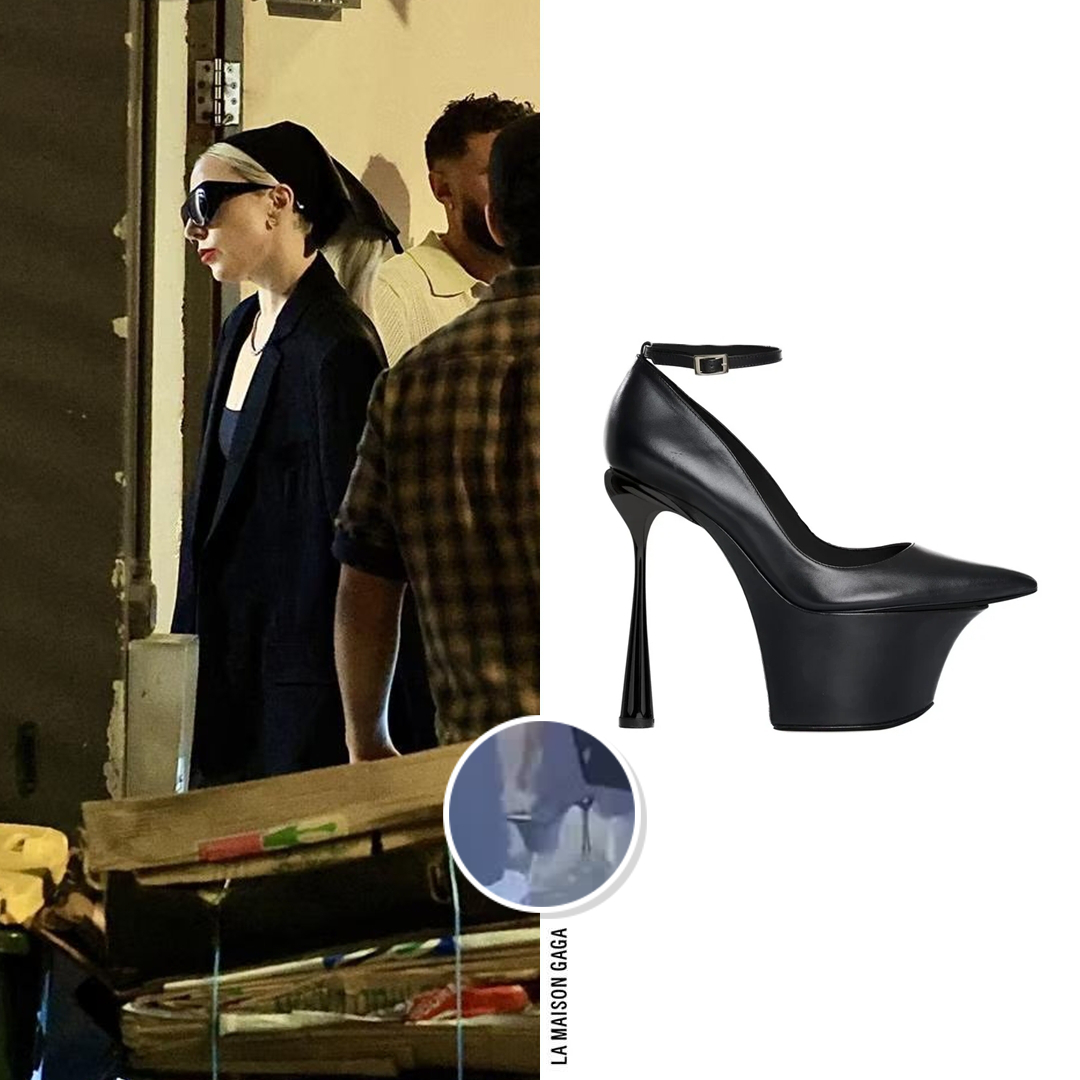 Gaga was seen dining at Mr. Wong wearing #Balenciaga logo patch blazer, #PortTanger "Ruh" sunglasses, @DOrazioPR custom diamond studs, @CARATLondonES "Eternal Rounds" necklace, #BrandonMaxwell "The Maxwell" bag and #ThomSolo "Opera" platform pumps.