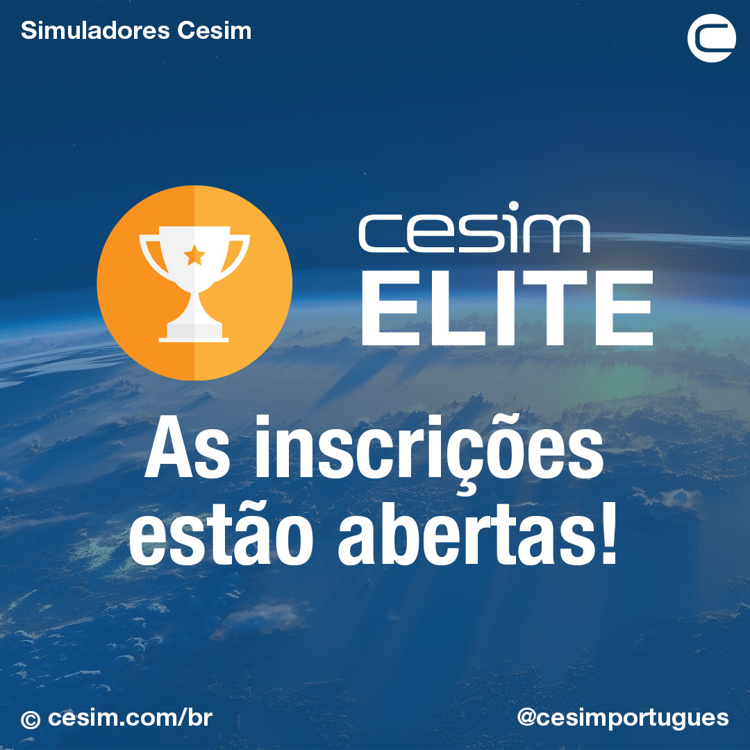 🏆 As inscrições para o Cesim Elite 2026 já estão abertas! Torneios com inscrições abertas:

📍 Europa, África e Oriente Médio: cesim.com/elite/emea
📍 América Latina: cesim.com/elite/latam

Fique ligado(a) e acesse cesim.com/elite para mais informações.