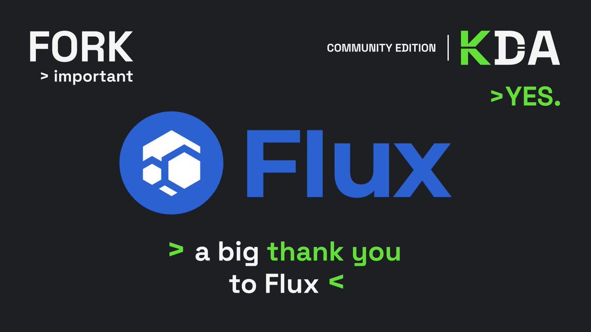 👉 Day Zero supporters are the backbone of any movement.

🔥A massive THANK YOU to <a href="/RunOnFlux/">Flux I Decentralized Cloud</a> and the whole team for backing this fork from the very first second. Your early trust and collaboration fuel this entire ecosystem. Let's keep pushing forward!

$KDA $FLUX #kadena #Flux
