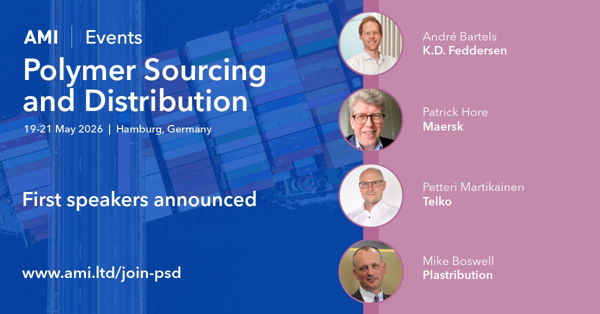 Contact_AMI's tweet photo. 🌟 Meet the first wave of speakers confirmed for Polymer Sourcing and Distribution!

Book your place early and save 15%: https://t.co/iT9rkHkRvl

#AMIPSD #polymers #distributors #distribution #polymermarket #networking #polymersourcing #supplychain #AMIEvents https://t.co/ufaLuqi1Jb