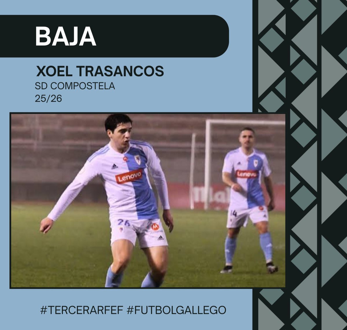 🔚𝗕𝗔𝗝𝗔🔚

☑️ Anuncia la <a href="/SD_Compostela/">S.D. Compostela</a> la baja del canterano "𝐗𝐨𝐞𝐥 𝐓𝐫𝐚𝐬𝐚𝐧𝐜𝐨𝐬" que no seguirá en el club santiagués.

🗨#MercadoGallego 25/26 📊 <a href="/Tercerarfefinfo/">Tercera Federación / RFEF Info</a>