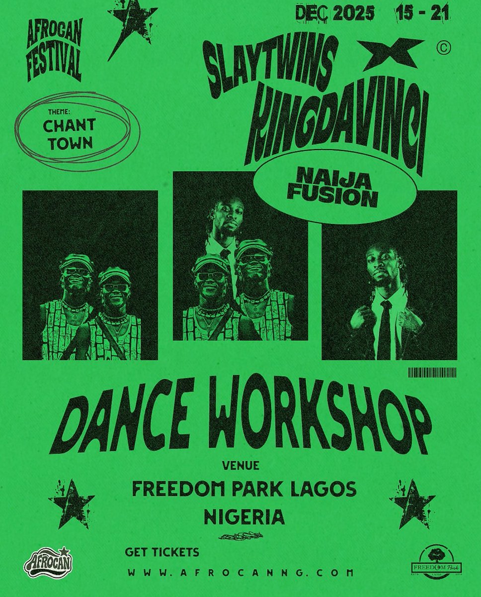 KRED0L's tweet image. Day 3 Starts with a triple treat of Dance Classes from
LARRY X BAGGY The Mara Duo you deserve to
ADILARINGZ The Pink masquerade Idan dancer to
SLAYTWINS X KINGDAVINCI The Naija Fusion Maestros. Evenings BAZUTE BATTLE and then DJ RAVE BATTLES 
CHANT TOWN IS PACKED NO WORRY.🔥🔥