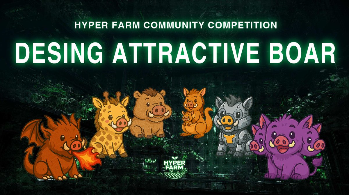 HyperFarmGames's tweet image. Community Creative Competition
🐗Design Attractive Boar🐗

🎁Epic FARM / HARVEST Point

✅Quote this post with Boar Artwork attached.
 - AI tools are allowed
 - Must include the tags #HyperFarm #HyperBoar and HyperEVM wallet address connected to the game

🕰️Duration
One week