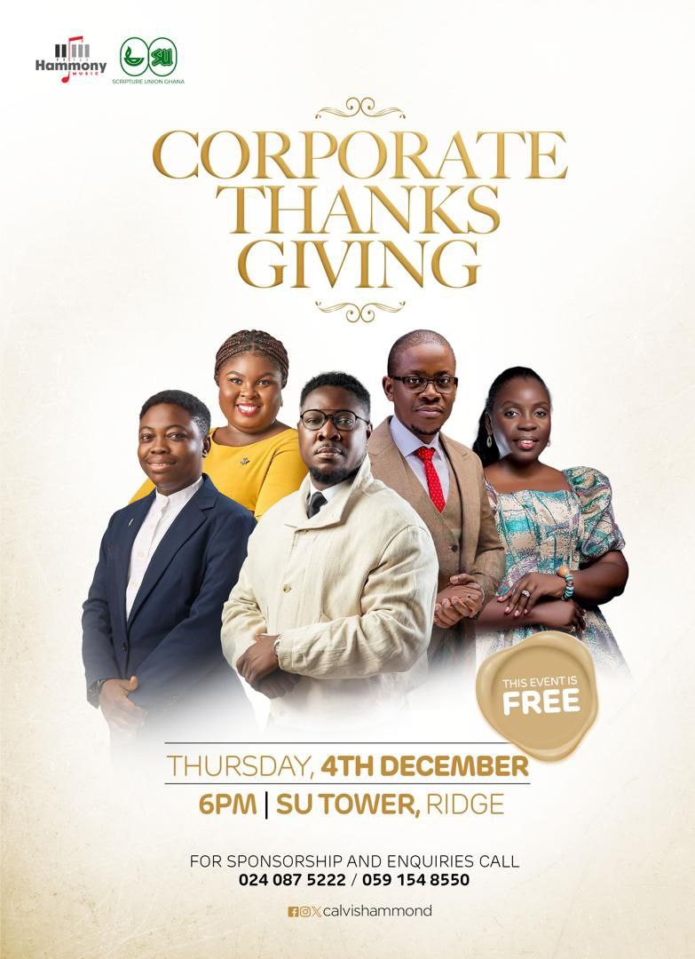GospelGh's tweet photo. Across industries - banking, insurance, telecoms, pensions, engineering, medical, architecture, and more.

We're united by one gift - Gospel music!

Join #CorporateThankgiving2025 Today, 4th December happening at the SU Tower.

#GospelGh https://t.co/iquHbekRqO