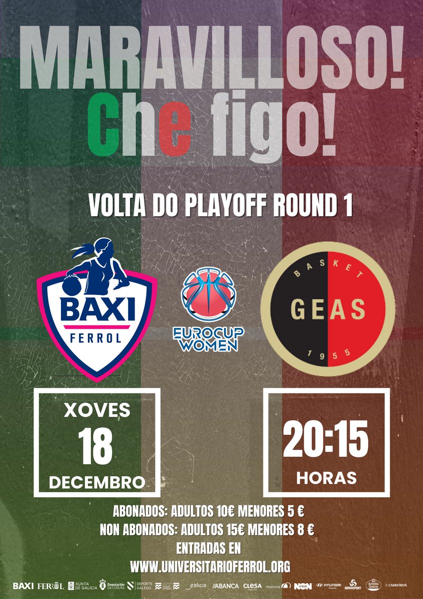 🔵🏀 ABONADOS!

Lembrade que ata mañá ás 23:59 podedes mercar a vosa entrada para a 1ª rolda do Play Off  <a href="/EuroCupWomen/">EuroCup Women</a> mantendo o voso asento na Malata.
 🧾 Só en universitarioferrol.org