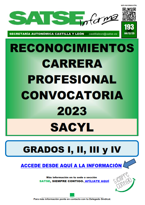 SATSE_CyL's tweet photo. 📖 Publicada la resolución por la que se procede al reconocimiento de los grados de carrera profesional I, II, III y IV del personal estatutario de Sacyl correspondiente a la convocatoria del año 2023.  
ℹ️ Más información 👇
https://t.co/WXdaDFwGUN https://t.co/rp6eD1Yofu