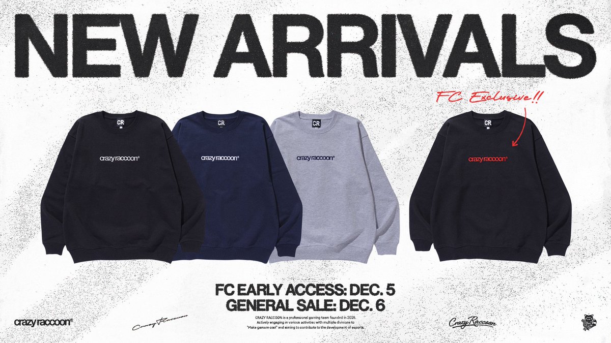 CRAZY RACCOON STORE】 ・SIMPLE CREWNECK - ¥13,200(tax in) ※BLACK