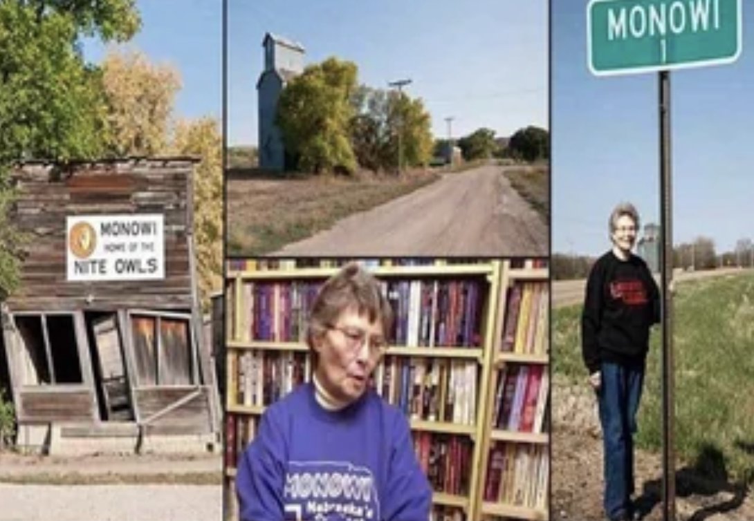MensHumor's tweet photo. The town of Monowi, Nebraska has a population of 1. Elsie Eiler, in her capacity as Mayor, grants herself a liquor license and pays taxes to herself.

She's my hero. https://t.co/HRuzIIFAZf