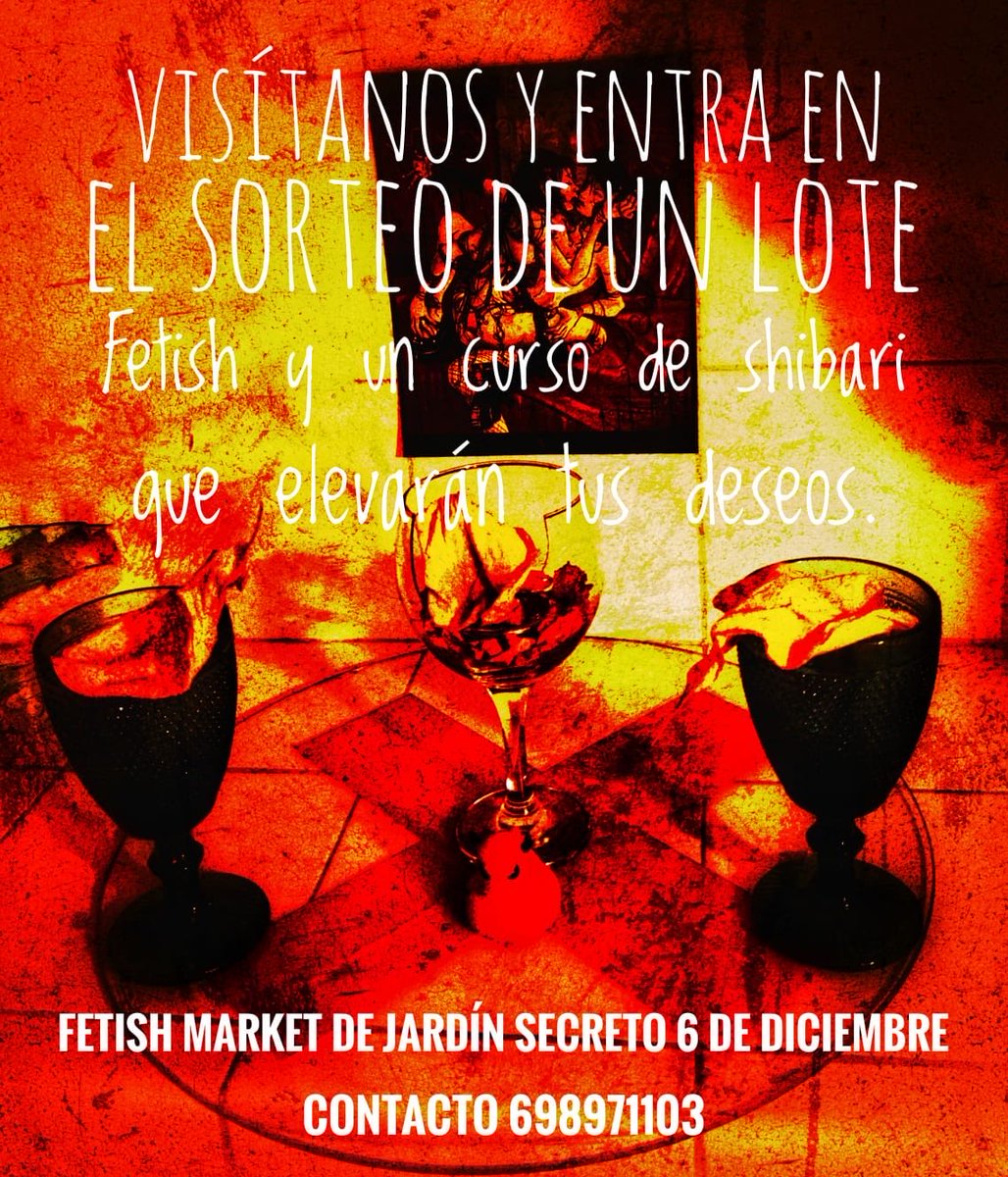 Está sábado día 6 de Diciembre tendrá lugar el Fetich Market de <a href="/JardinSecretoSM/">Jardin Secreto Bdsm</a> habrá sorteo y mucho más