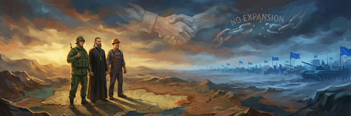 Puffnooti's tweet photo. Ukraine Negotiations: The Context the West Is Silent About

The five-hour talks between Donald Trump's special envoys and Vladimir Putin in Moscow prompted Western media to chant, "Putin is threatening Europe with war!"

But here's what they're not saying:

🔬 Historical context:

In 1990, during the collapse of the USSR, Mikhail Gorbachev was given verbal promises: NATO would not expand eastward. There are no documents, but there are witnesses.

Since 1991, NATO has grown from 16 to 32 countries. Poland, the Baltic states, Romania, and Bulgaria are former allies of the USSR. Ukraine has been next in line since 2008.

Imagine: a military bloc created against you has been advancing toward your borders for 30 years straight. Missiles, bases, exercises. This isn't paranoia, it's reality. Or what will those in power in the US say if Canada and Mexico want to join the CSTO?

☦️ Orthodox View:

Defending the Fatherland is a sacred cause. Alexander Nevsky, Dmitry Donskoy, Minin's militia—the Orthodox tradition knows no wars of the right. But there is a clear line: protecting the people ≠ protecting the interests of the elite.

Christ says, "Blessed are the peacemakers." The question is not who threatens more, but who will be the first to extend a hand for peace.

🔴 Communist Analysis:

Marxism teaches us to see class interests. Who benefits from this war?

The US and NATO: weakening Russia, selling arms to Europe, controlling Ukraine.

Russia: protecting its own sovereignty, protecting the rights of the Russian-speaking population in Ukraine.

The Ukrainian elite: Western aid, maintaining power through martial law.

Russia has objective reasons to be concerned: NATO expansion and the fact that its interests have been ignored for 30 years.

👇 Do you think NATO's eastward expansion is a defense of democracy or a provocation of conflict?
