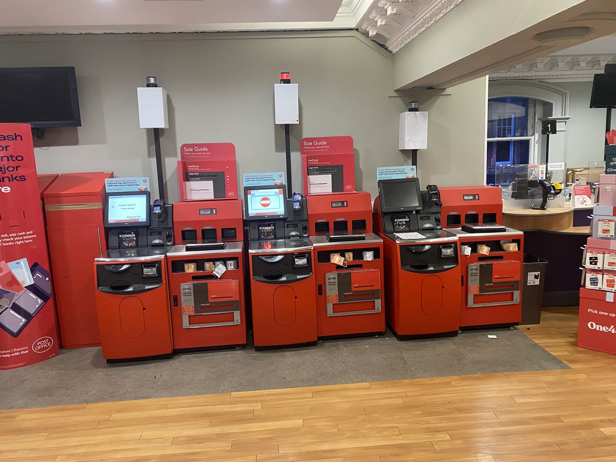 Worcester central Post Office. One till open. Debember 2. Christmas looming large.