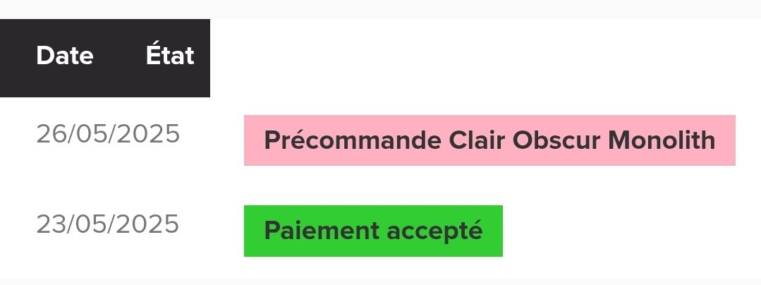 Hello <a href="/Pixnlove/">Editions Pix'n Love</a> , je me doute que je suis pas le seul à poser cette question, mais où en sommes nous des précommandes des collectors Clair Obscur pré-commandé en mai dernier ?!  Merci :)