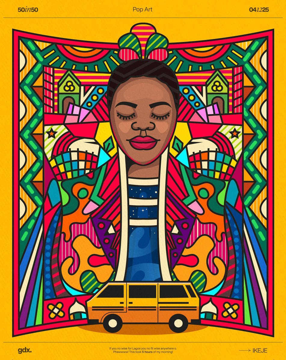 TheOmoolorunX's tweet image. Pop Art
50-in-50 
Day 7

A Combination of Stained Glass Art, Pop art, Art Deco, and African.