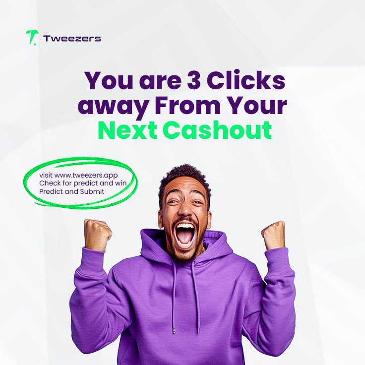 tweezersapp's tweet image. Just 3 clicks away from your next cash out!
•visit tweezers.app
• Check for predict and win
• Make your prediction and submit
#Prediction #predictai #PredictAndWin #tweezersapp
