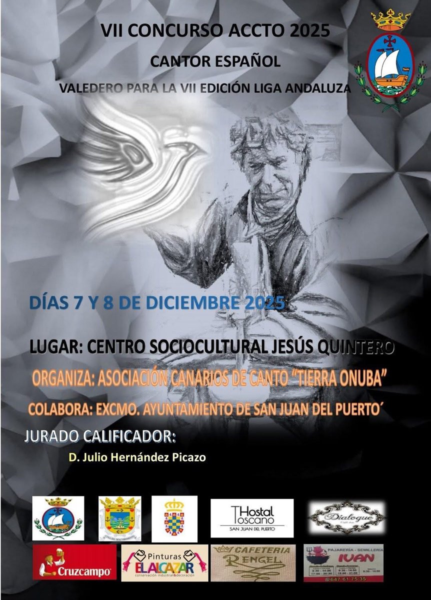 📣 #SanJuandelPuerto acoge a partir de mañana el VII Concurso ACCTO 2025 – Cantor Español, un evento valedero para la VII edición de la Liga Andaluza.