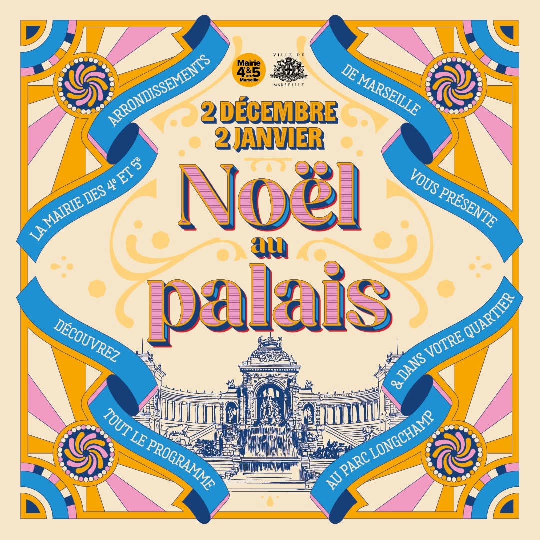 Marseille4_5's tweet photo. #NoëlAuPalais | Du 2 décembre au 2 janvier, la magie de Noël s’installe dans les 4ᵉ &amp; 5ᵉ arrondissements 🎄

🌟 Un #Noël festif, culturel et solidaire dans les 4e &amp; 5e, à vivre en famille et entre voisin·es !

🌐 Retrouvez la programmation sur :  https://t.co/8GeTwnu96X https://t.co/6mKLfsp44H