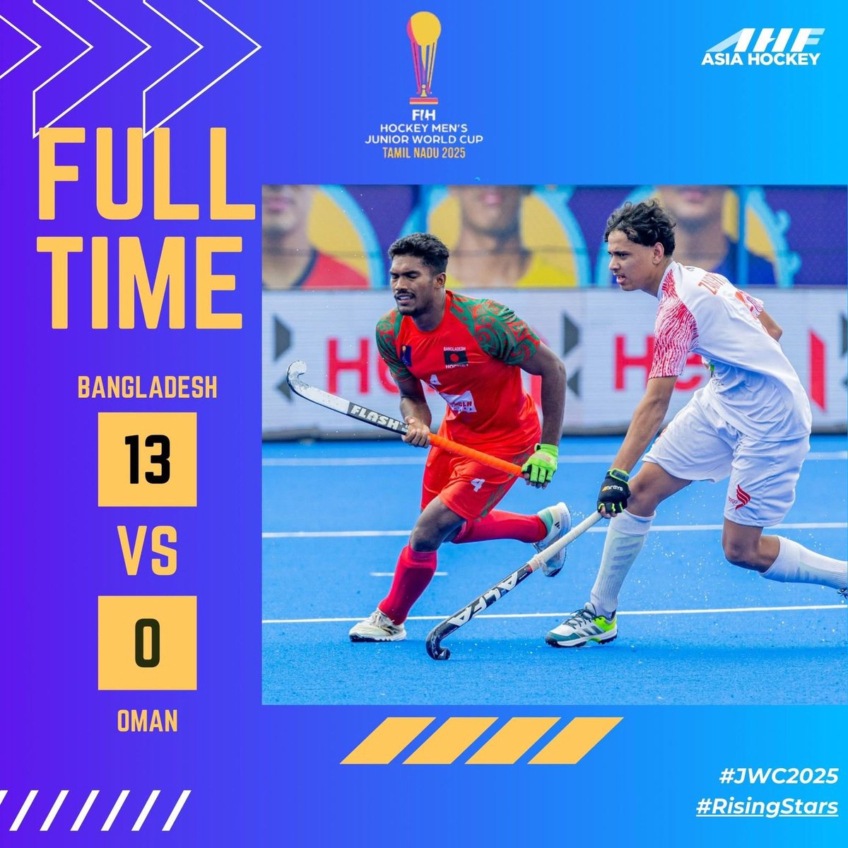 منتخبنا لشباب الهوكي 🇴🇲 في مباراة  لتحديد المراكز من 17 إلى 24 في نهائيات كأس العالم للهوكي لفئة الشباب ٢٠٢٥ ، يخسر أمام منتخب بنغلاديش بنتيجة 13-0 😒.🏑