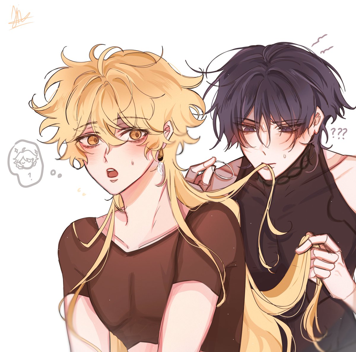 Jinakinga1's tweet photo. Bad hair day...

#genshin
#wanderer #scaramouche 
#aether #スカ空 https://t.co/1JSiB6erxQ