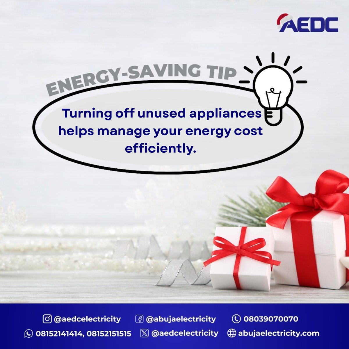 aedcelectricity's tweet image. Save energy, stay safe.
#PowerSaingTips
#AEDCSafety
#PowerofCommitment