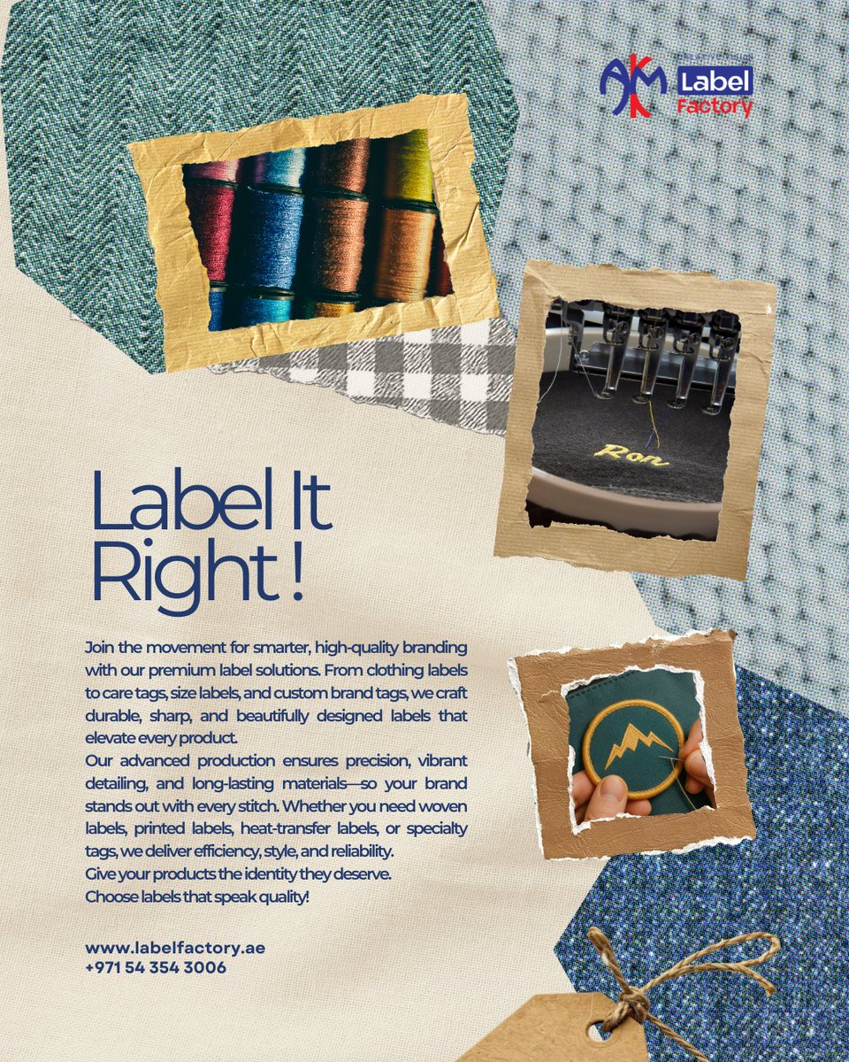 creativ43583649's tweet image. Your brand deserves labels that stand out.
Premium quality, sharp detailing, long-lasting materials—crafted to perfection.
Let your products speak quality with every stitch. 🧵✨

#LabelFactory #BrandIdentity #CustomLabels #WovenLabels #PrintedLabels
#HeatTransferLabels